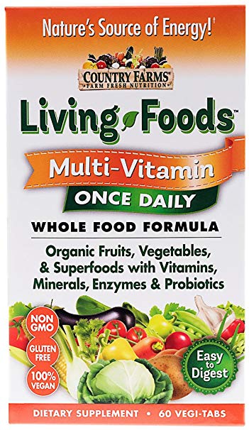 Country Farms Livings Foods Multi-Vitamin Once Daily Wholefood Formula with Orgainic Fruits and Vegetables