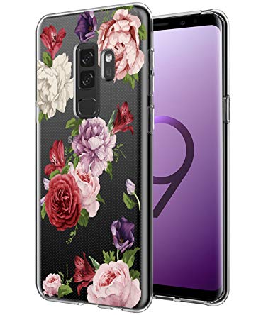 Galaxy S9 Plus Case, Galaxy S9  Case with flowers BAISRKE Slim Shockproof Clear Floral Pattern Soft Flexible TPU Back Cove for Samsung Galaxy S9  Plus [Lavender Blossom]