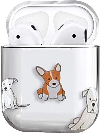 AirPods Case,Cute Clear Smooth TPU [No Dust] Shockproof Cover Case for Apple Airpods 2 &1,Kawaii Fun Cases for Girls Kids Teens Air pods (Dog)
