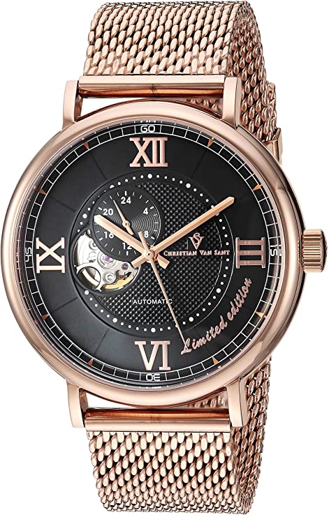 Christian Van Sant Men's Somptueuse Limited Edition Automatic Watch with Stainless Steel Strap, Rose Gold, 22 (Model: CV1146)