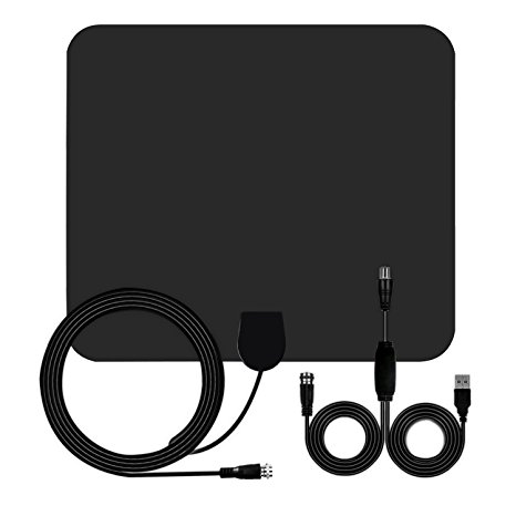 TV Antenna, 50 Mile HDTV Antenna Indoor Long Range Amplified HD Digital TV Antenna Signal Booster Upgraded Version 13.5ft Coaxial Cable (Black)