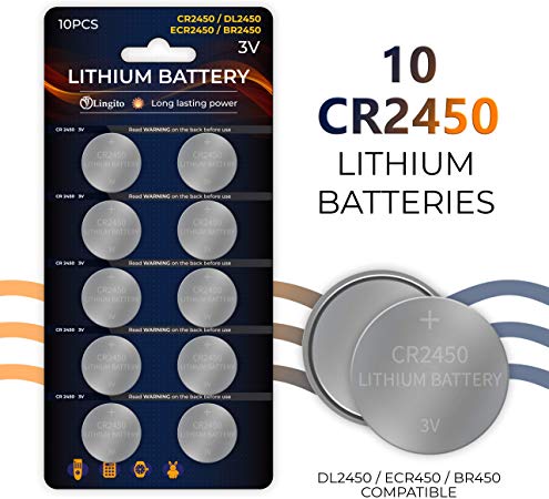 Pack of 10 Lithium Coin Cell| CR2450 Button Coin Cell Size| Lightweight, High Voltage and High Energy Density| 3V Power and 3 Years Shelf Life| for Calculators, Toys, Watches & More!