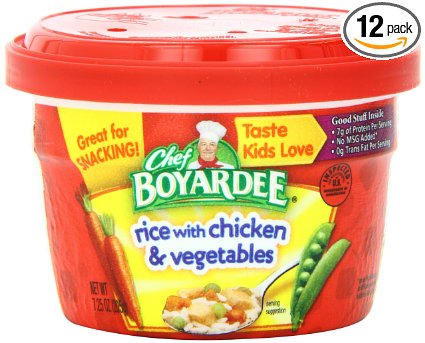 Chef Boyardee Rice with Chicken & Vegetables, 7.25-Ounce Microwavable Bowls (Pack of 12)