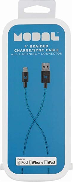 Modal 4' Braided Lightning Cable Blue