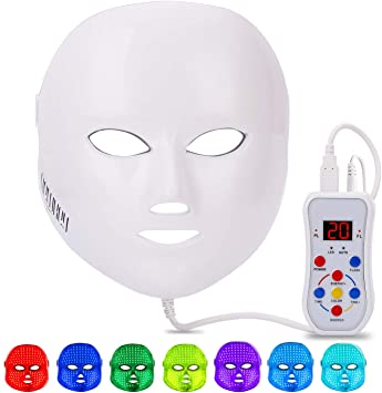 Led Face Light Therapy MaskNEWKEY 7 Color LED Light Facial Skin Care System - Use Newest Korea PDT Led Light Therapy - Reliable Choice for Both Men & Women Anti-aging/Skin Rejuvenation/Acne Reduction