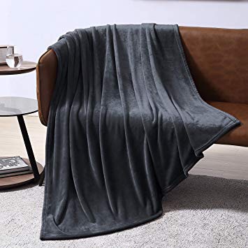 EXQ Home Twin Size Charcoal Grey Fleece Blanket Cozy Microfiber Luxury Flannel Throw Blankets for Couch(Lightweight,Super Soft&Warm,Non Shedding)