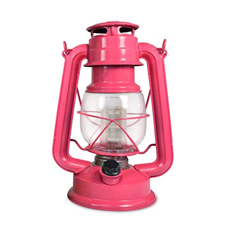 Northpoint Vintage Style Pink Flamingo Hurricane Lantern with 12 LED's and 150 Lumen Light Output and Dimmer switch, Battery Operated Hanging Lantern for Indoors and Outdoor Usage