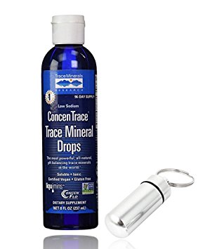 Trace Minerals Research - Concentrace Trace Mineral Drops - 8oz with Bonus Mineral Drops Keychain Holder