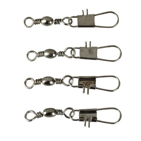 Nsstar 100pcs Barrel Swivel with Safty Snap Connector Solid Rings Fishing