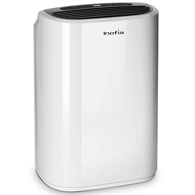 Inofia Portable Dehumidifier，4 Gallons (30 Pints) Working Capacity/Every Day Spaces up to 1500 Sq Ft，Intelligent/Powerful Thermo-Electric Mould/Damp/Moisture Remover 1.8L Water Tank Mid-Size