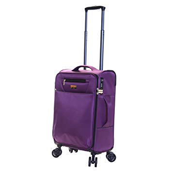 Karabar Cabin Carry-on Hand Luggage Suitcase Bag Ultra Lightweight 55 cm 1.9 kg 35 litres Soft Shell with 4 Spinner Wheels and Integrated TSA Number Lock, Piccadilly Purple