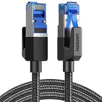 UGREEN Cat 8 Ethernet Cable 3FT, High Speed Braided 40Gbps 2000Mhz Network Cord Cat8 RJ45 Shielded Indoor Heavy Duty LAN Cables Compatible for Gaming PC PS5 PS4 PS3 Xbox Modem Router 3FT