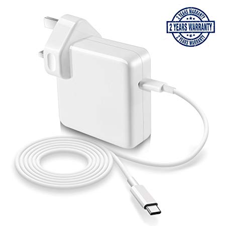 Macbook Pro Charger USB C,87w Power Adapter,PD Fast Charger for New Macbook Pro 2017 13/15 inch Pack With USB-C to USB-C Cable (6.56ft/2m).Charging for More Laptops with USB C Connector…