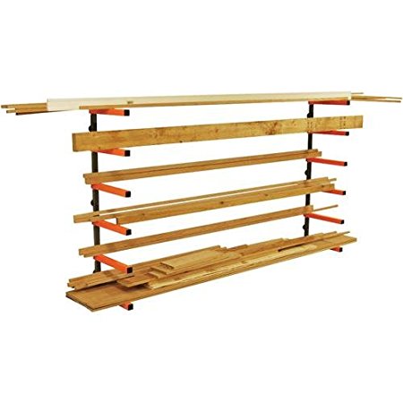 Lumber Storage Rack Portamate PBR-001. Six-Level Wall Mount Wood Organizer Rack that Holds Up to 100 lbs. per Level. Ideal for both Indoor and Outdoor Use.