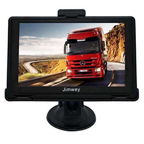SAT NAV GPS Navigation System, Jimwey 5 Inch Wince 8GB 256MB Capacitive Touch Screen Car Truck Lorry Satellite Navigator Device with Post Code Search Speed Camera Alerts, Include Pre-installed UK and EU Latest 2018 Maps with Lifetime Free Updates