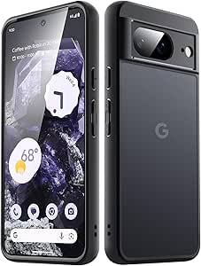 JETech Matt Hülle für Google Pixel 8 6,2 Zoll 2023, Mattierte Durchscheinende Handyhülle Rückseite Dünn Schutzhülle, Anti-Fingerabdruck (Obsidian)