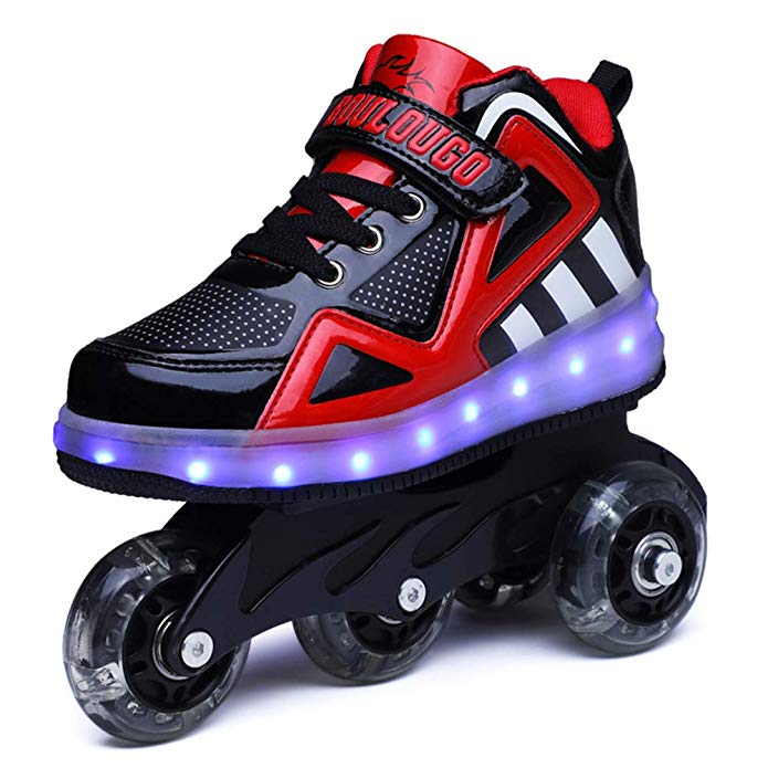 Ufatansy Unisex Kids Roller Inline Skate Removable Become Sport Sneaker with 11 Model USB Charge Led Shoes for Boys Girls