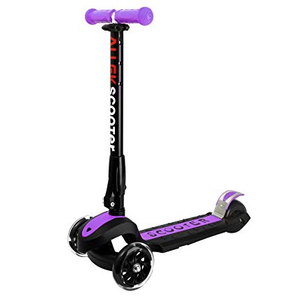 Allek Scooter, 3 Wheel Adjustable Height PU Flashing Wheels Kick Scooter for Kids with Patented Folding System Best Gifts for Children from 3 to 17 Year-Old