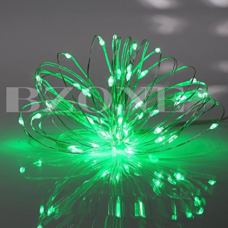 BZONE Green Color 5m(16.4ft) 50 Micro LEDs Flexible Bendable LED Starry Fairy Light Home Patio Garden String Lights, Battery Powered, with Timer Function and Remote Controller