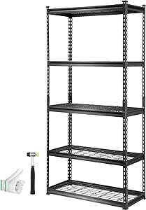 VEVOR Storage Shelving Unit, 5-Tier Adjustable Storage Shelves, 36" L x 16" W x 72" H Heavy Duty Garage Storage Shelves, Metal Shelves for Kitchen Pantry Basement Bathroom Laundry