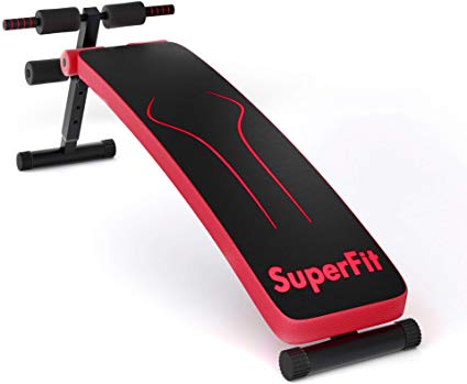 Goplus Adjustable Sit Up Bench, Abdominal Training Workout Slant Bench, Decline Curved Ab Bench for Home Gym Ab Exercises