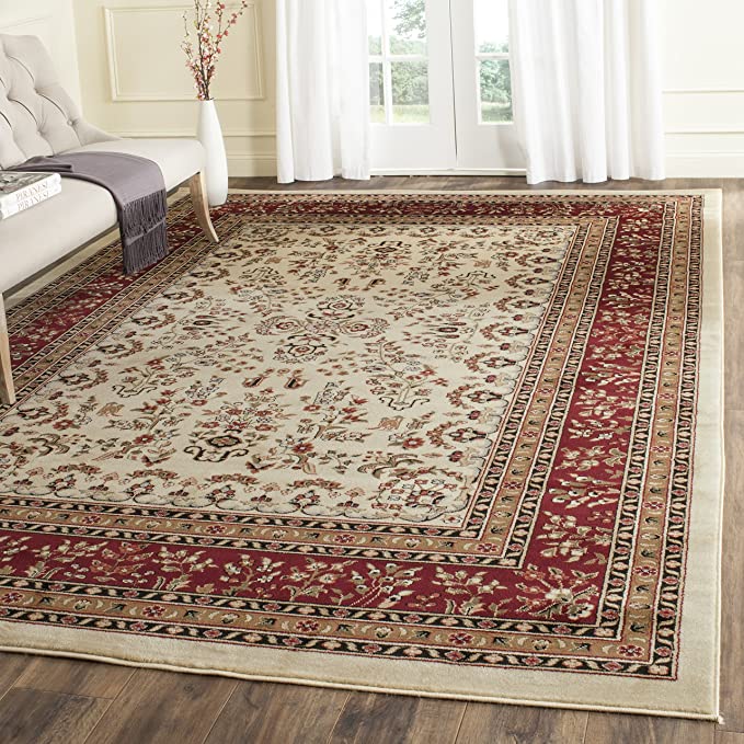 Safavieh Lyndhurst Collection LNH331A Traditional Oriental Non-Shedding Stain Resistant Living Room Bedroom Area Rug, 8' x 11', Ivory / Red