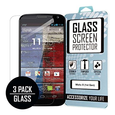 EMPIRE Motorola Moto X (1st Gen) Tempered Glass Screen Protector Covers (3-Pack), Clear