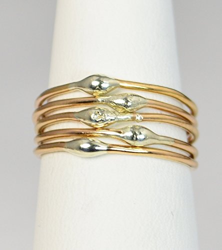 Unique Rose Gold and Silver Dew Drop Stacking Rings (sold individually)