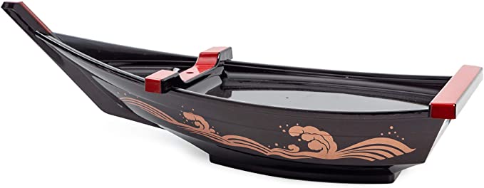 ASIAN HOME Japanese Sashimi Sushi Boat Plate Detachable Serving Tray For Restaurant Home Dining Decorative Dinnerware Party Hosting Display Boat 19"