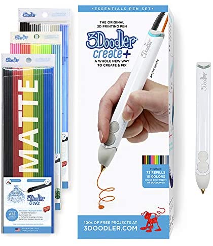 3Doodler Create  3D Printing Pen for Teens, Adults & Creators! - Arctic White (2019 Model, UK-Plug) - with FREE Refill Filament   Stencil Book   Getting Started Guide