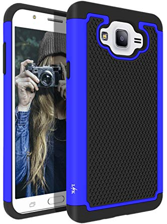 For Samsung Galaxy J7 (2015 Version) Case, LK [Shock Absorption] Drop Protection Hybrid Armor Defender Protective Case Cover (Blue)