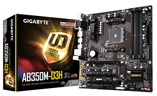 GIGABYTE GA-AB350M-D3H AMD Ryzen AM4 B350 2 Way CrossFire HDMI DP M.2 SATA USB 3.1 Type-A Micro ATX DDR4 Motherboard