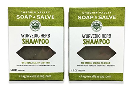 Organic Natural Shampoo Bar, Ayurvedic Herb 2X Pack, Chagrin Valley Soap & Salve