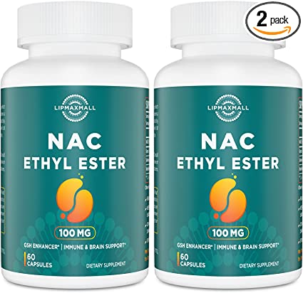 N-Acetyl Cysteine Ethyl Ester 100mg - More Bioavailability Than 1000mg NAC - with Glycine 600mg - Benefit Glutathione - Good for Immune System & Antioxidant for Adults, NACET ( 60 Capsules - 2 Pack)