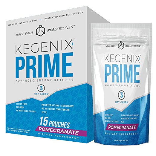 Kegenix PRIME Exogenous Ketones Supplement 41g of BHB & MCT per serving. Original Patented Keto Weight Loss Dietary Supplement – Ketosis in 60 minutes Energy Powder (15 Day, Pomegranate)