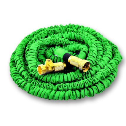 World's Strongest Expandable Garden Hose with MADE IN USA inner tube material and our NEW DOUBLE M STRONGEST EXTERIOR FABRIC, Expanding Hose Flexible Hose Water Hose Expandable Hose (25 ft, Green)