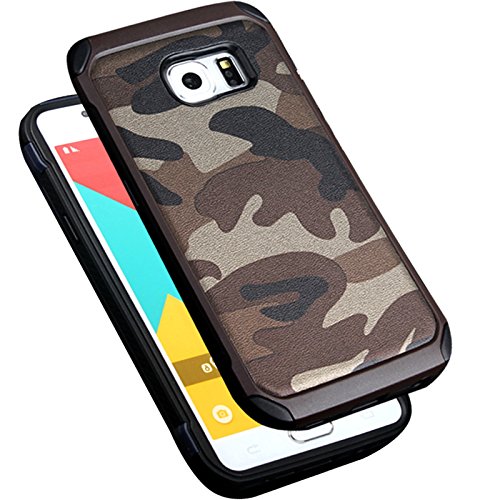 Samsung Galaxy S7 edge caseLizimandu Dual Layer Protective Hybird Armor Case Camouflage Feature for Samsung Galaxy S7 edgeBrown