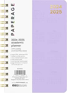 PAPERAGE 17 Month Academic Planner 2024-2025, Weekly & Monthly Spreads, August 2024 - December 2025, Small (5 in x 8 in), Lavender