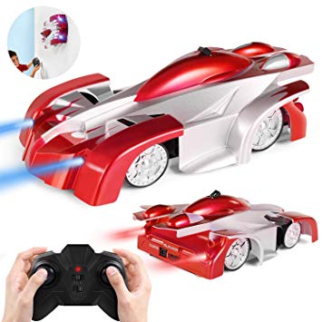 SGILE Remote Control Car Toy, Rechargeable RC Stunt Wall Climber Car with Mini Controller, Dual Mode, 360° Rotating and LED Head Gravity-Defying,Boys Girls Kids Toy for Birthday Present Gift,Red