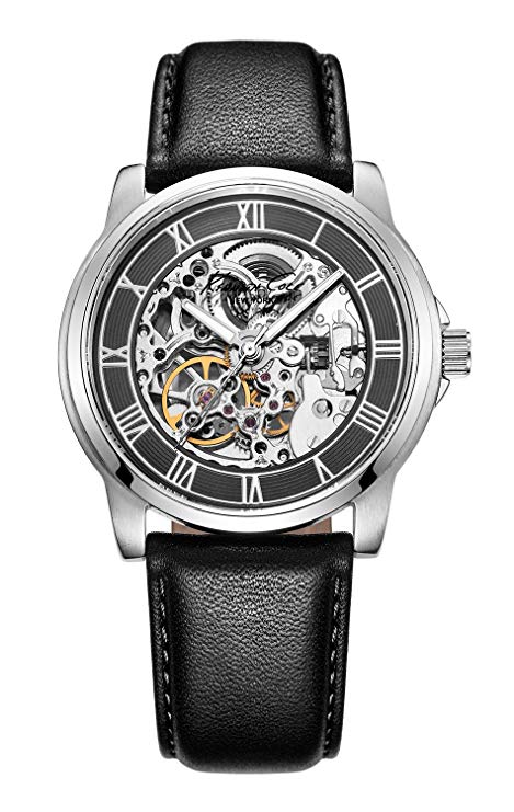 Kenneth Cole New York Men's KC1514 Automatic Skeleton Dial Black Leather Strap