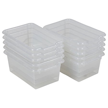 ECR4Kids Scoop Front Storage Bins, Clear (10-Pack)