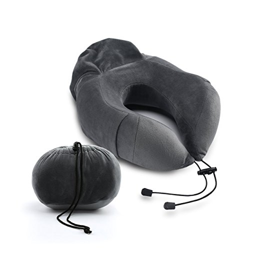 Kingta U Shape Portable Memory Foam Travel Pillow,Ergonomic and Washable Cover,Best for Camping,Studying,Traveling and Working (Dark grey)