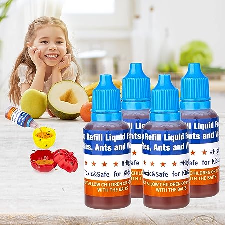 Fruit Fly Trap Refill Liquid Only,2023 Upgrade Fruit Fly Traps for Indoors,Efficient Gnat Traps Killer Indoor,Fruit Fly Trap Bait Refill for Home,Kitchen,Fruit Fly Trap Bait for T-E-R-R-O(4 Pack)