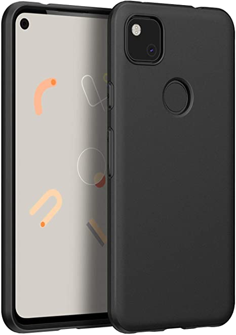 EasyAcc Slim Case for Google Pixel 4a, Ultra Thin Matte Black TPU Phone Cases Finish Profile Soft Back Protective Cover Compatible with Google Pixel 4a