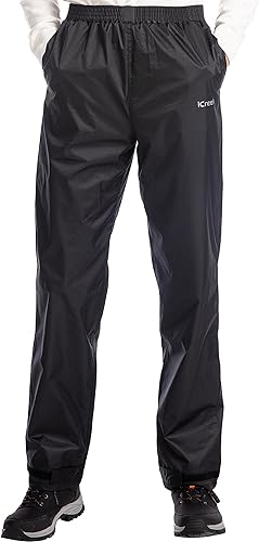 iCreek Men's Rain Pants Waterproof Breathable Windproof Lightweight Over Pants Work Rain Outdoor for Hiking, Golf, Fishing