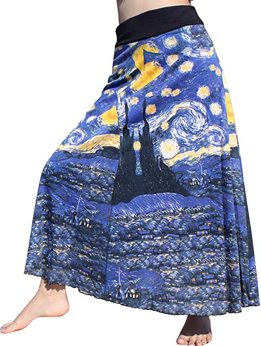 Raan Pah Muang RaanPahMuang Vincent Van Gogh The Starry Night Long Patch Skirt