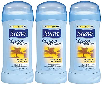 Suave 24 Hour Protection Invisible Solid Deodorant for Women, Tropical Paradise - 2.6 oz - 3 pk