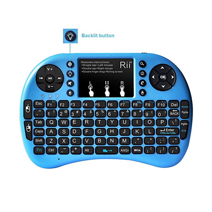 (Upgrade Backlit) Rii i8  Mini Wireless Touch Keyboard,Handheld Remote,LED Backlit Compatible with Raspberry Pi 2/3,KODI,Android TV Box, HTPC/IPTV, Windows 7 8 10