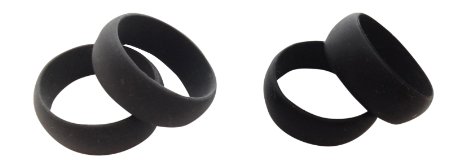 Best Mens Super Safe Silicone Wedding Band in Bold Black and Cool Grey Safe On Job Great Exercise Band Hypoallergenic Non-Conductive Heat-Resistant Tear Away In Accidents - Set of 2