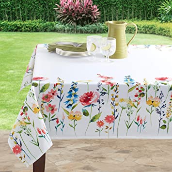 Benson Mills Indoor Outdoor Spillproof Tablecloth for Spring/Summer/Party/Picnic (Angelica, 52" X 70" Rectangular)